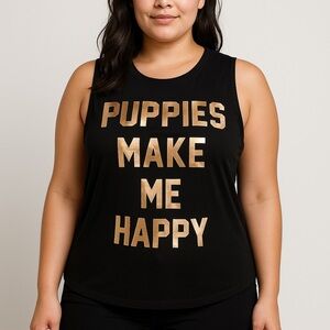 Black Tank Top with Gold Text